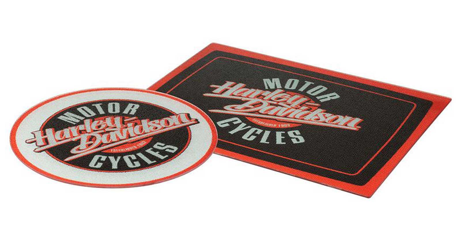 Harley-Davidson Motorcycles Cutting Board Set, Tempered Glass, Set of Two - Wisconsin Harley-Davidson