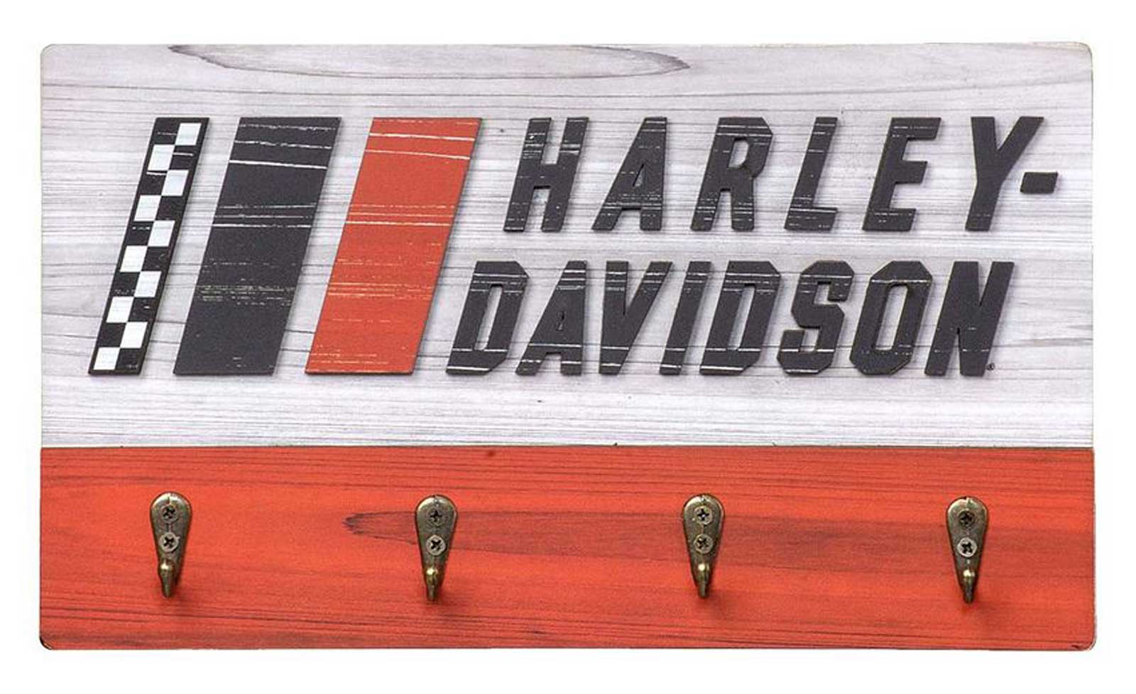 Harley-Davidson® Racing Stripes Key Rack w/ Four Hooks, Custom-Cut