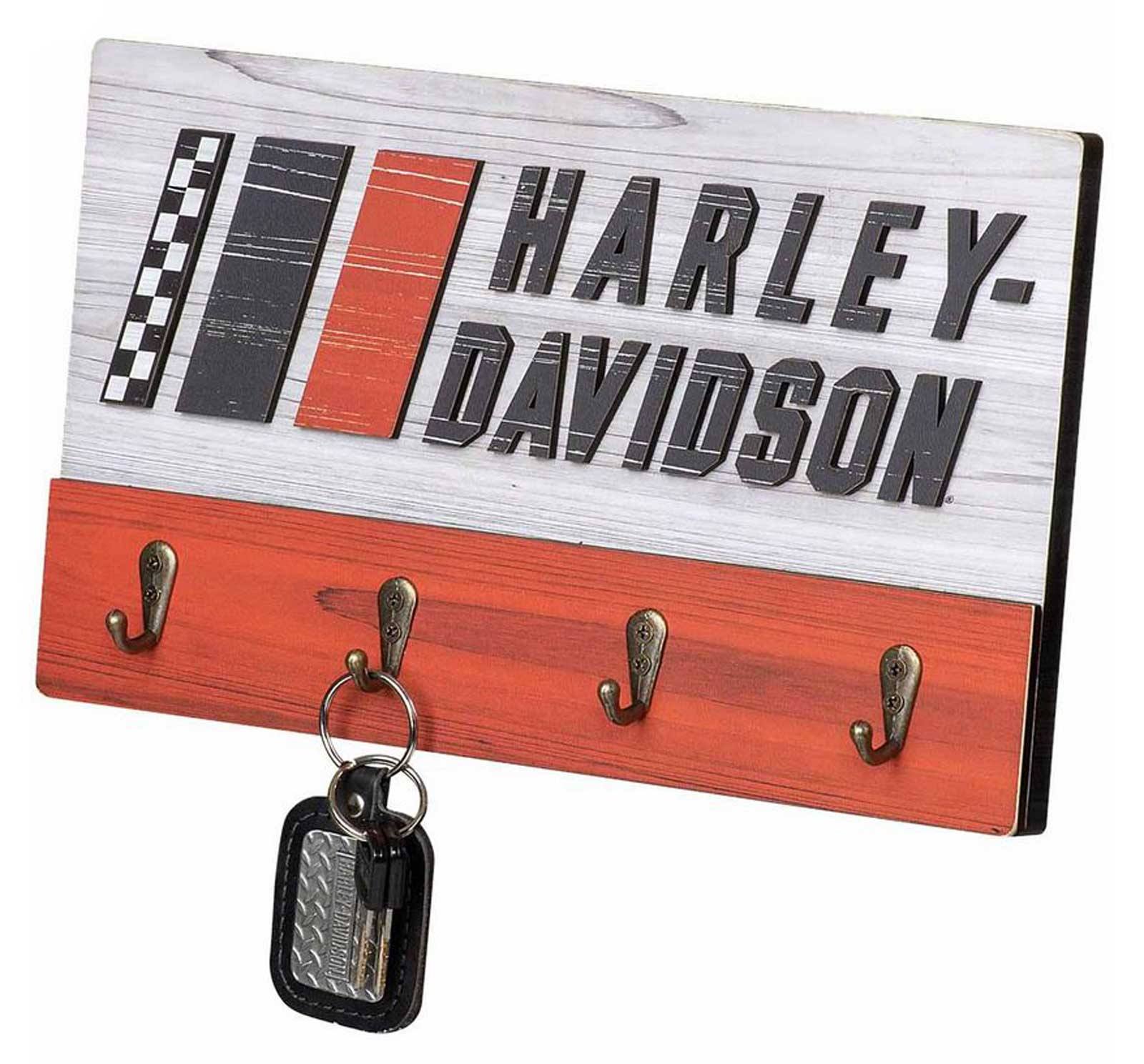 Harley-Davidson® Racing Stripes Key Rack w/ Four Hooks, Custom-Cut