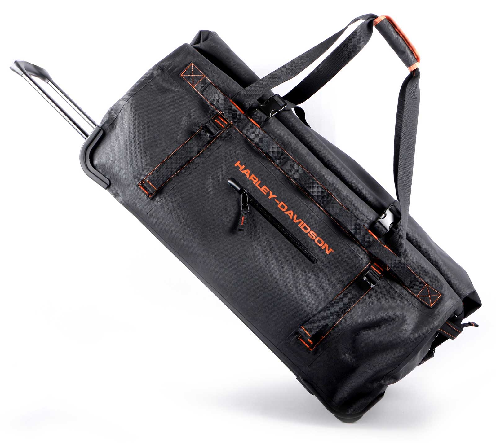 Harley-Davidson 29" Waterproof Adventure Large Wheeling Duffel Bag, Black/Rust - Wisconsin Harley-Davidson