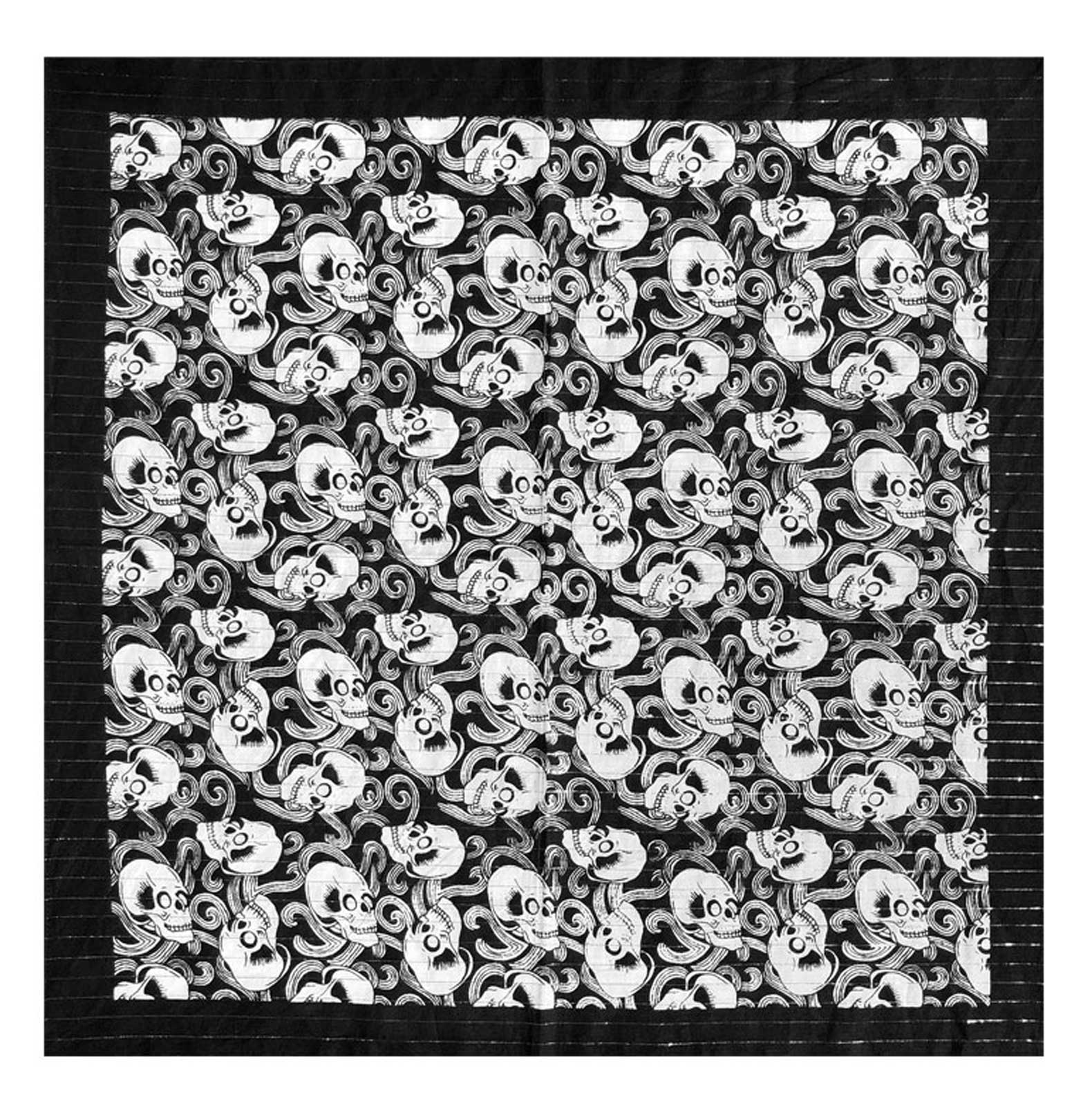 That's A Wrap Unisex Skull Flourish Square Cotton Bandana, 22 x 22 inches- Black - Wisconsin Harley-Davidson
