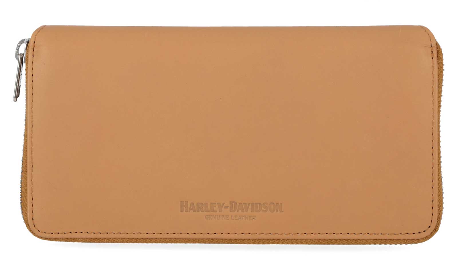 Harley-Davidson Women's 120th Anniversary Leather Zip Clutch Wallet - Natural - No Hassle Returns at Wisconsin Harley