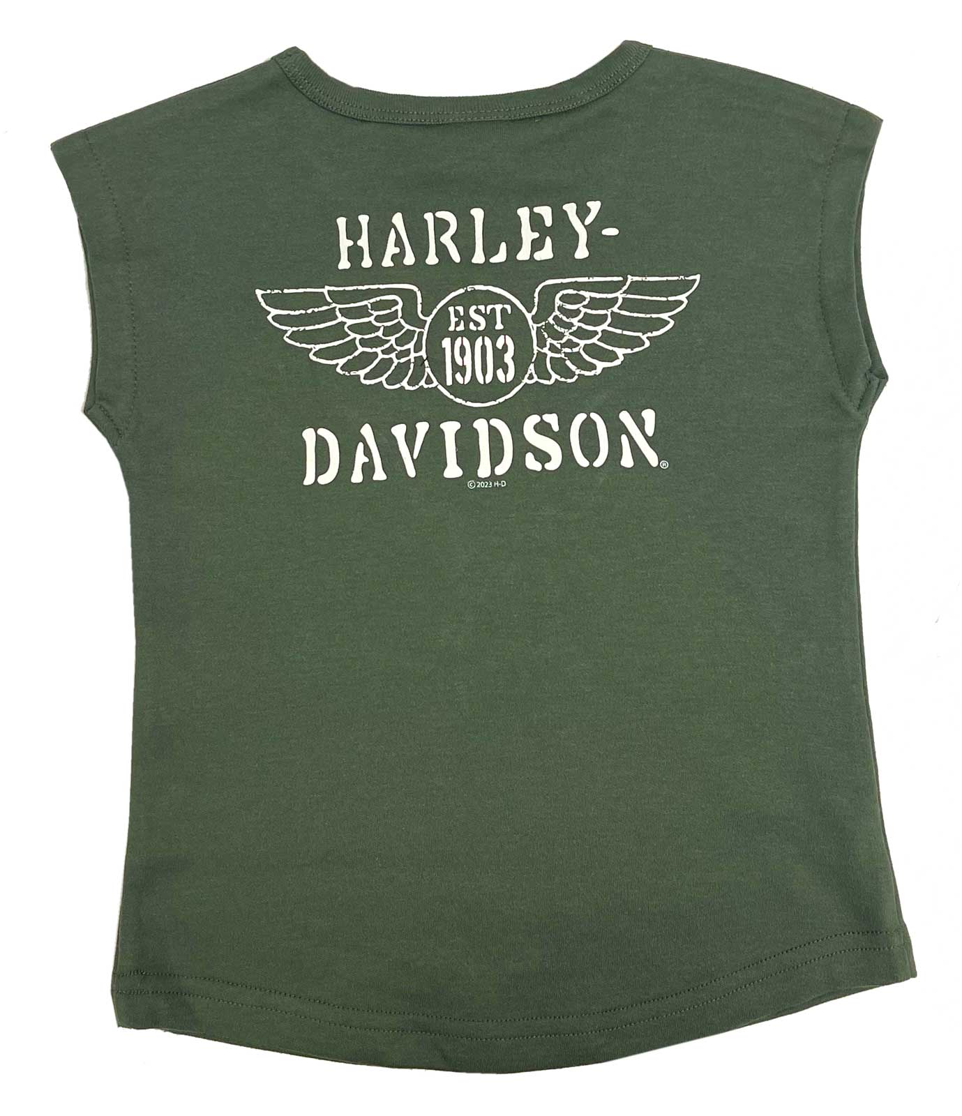 Harley-Davidson Free Shipping - Harley-Davidson Big Girls' Bar & Shield Logo V-Neck Muscle Tee - Green - Free Shipping on many products plus Orders Over $99