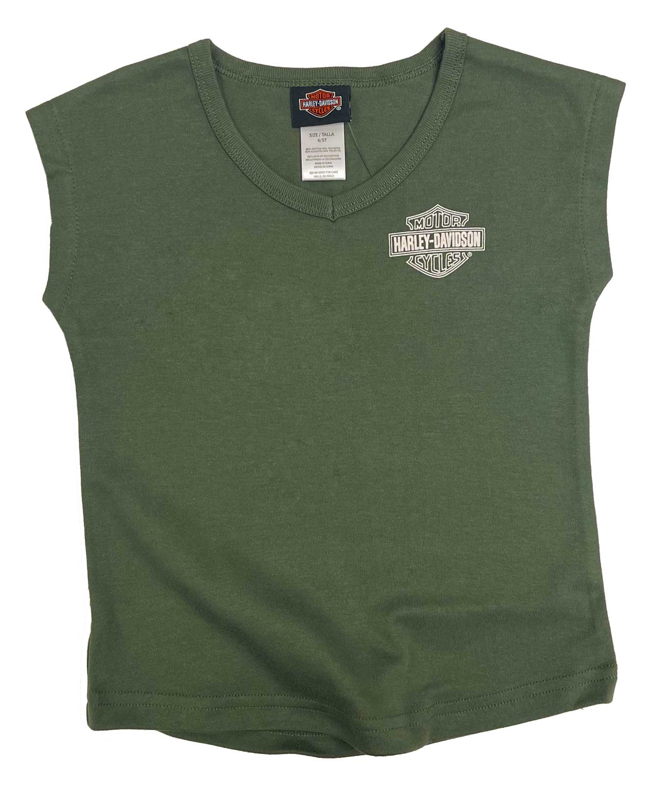 Harley-Davidson Little Girls' Bar & Shield Toddler V-Neck Muscle Tee - Green - Wisconsin Harley-Davidson