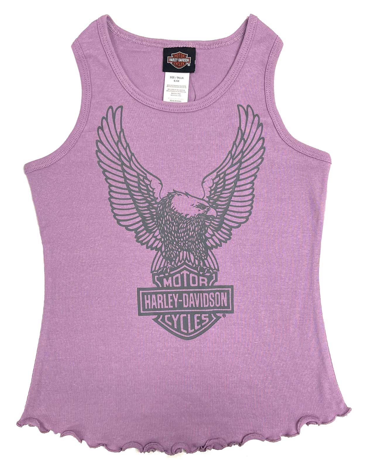Harley-Davidson Little Girls' Eagle Rib Sleeveless Toddler Tank Top - Lavender - Wisconsin Harley-Davidson