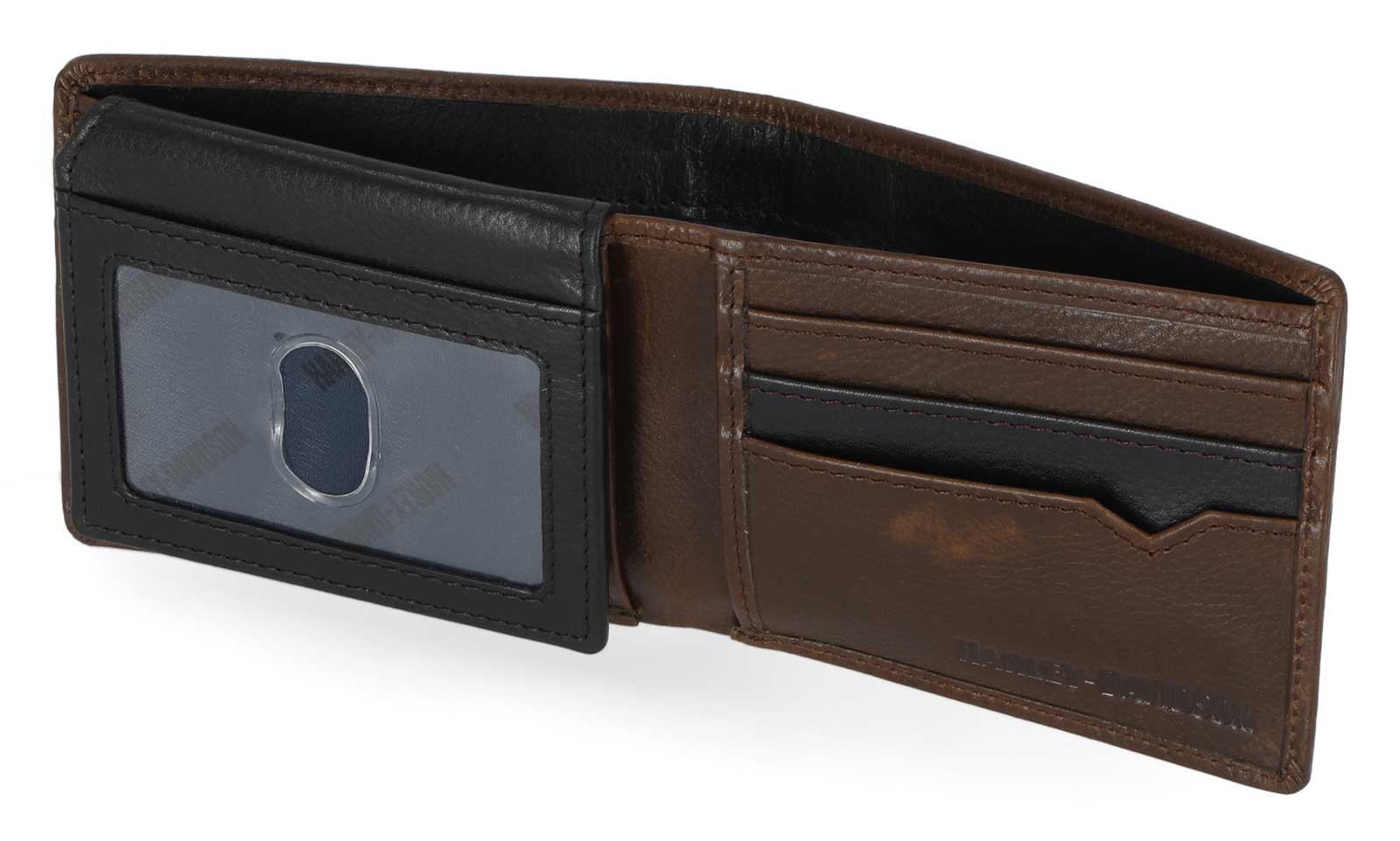 Harley-Davidson Men's 120th Anniversary Leather Passcase Bi-Fold Wallet - Brown - No Hassle Returns at Wisconsin Harley