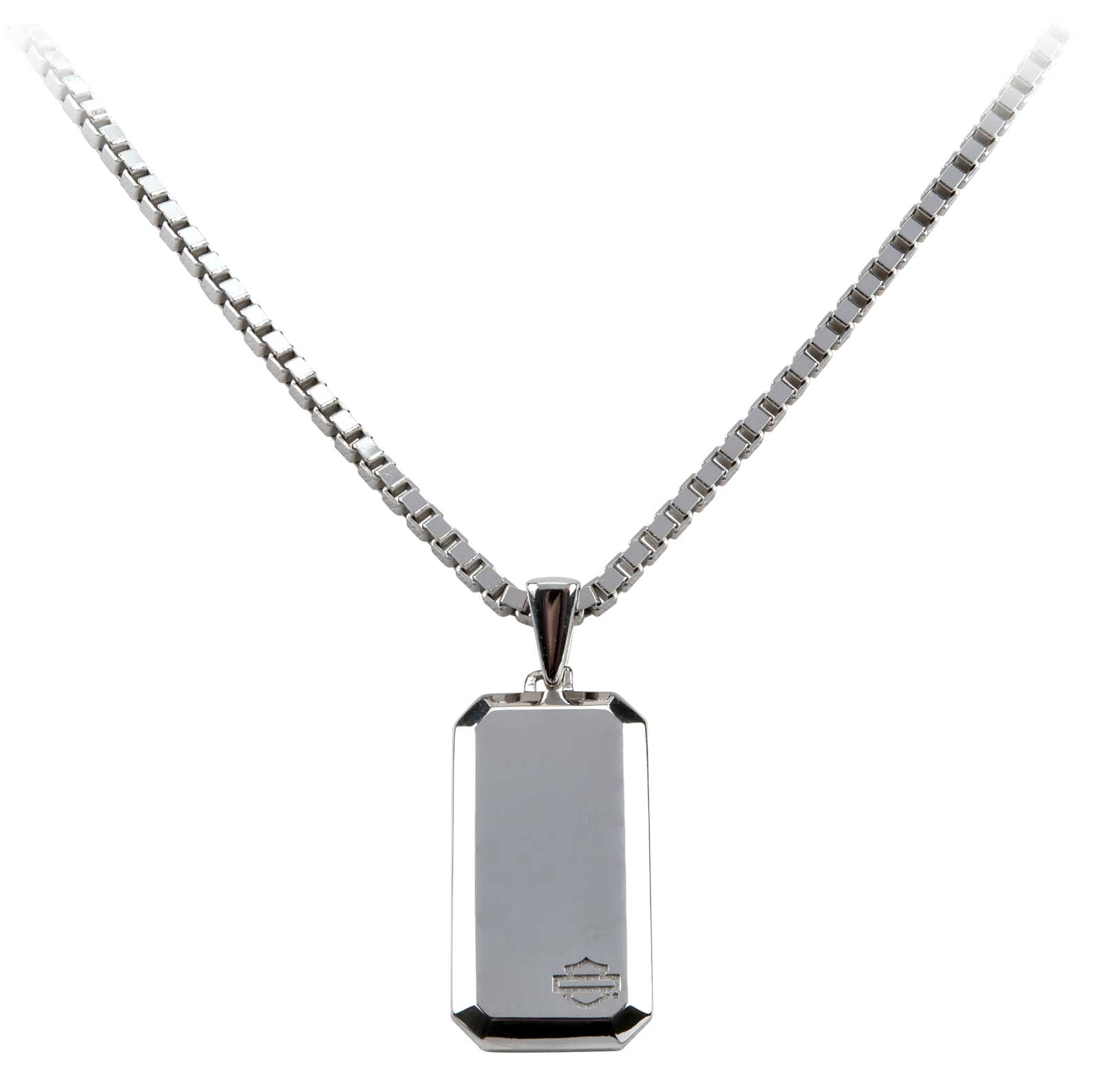 Harley-Davidson® Men's Modern Edge Rectangle Pendant Necklace