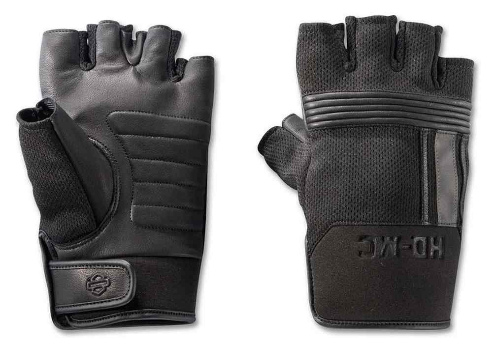 Harley-Davidson Men's Centerline Mixed Media Fingerless Gloves, Black 97204-23VM - Wisconsin Harley-Davidson