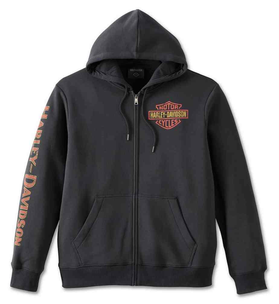 Harley-Davidson Men's Classic Eagle Zip-Up Fleece Hoodie - Black 96769-23VM - Wisconsin Harley-Davidson