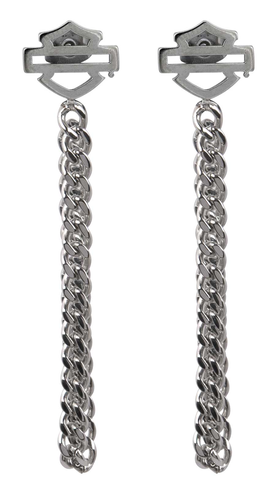 Harley-Davidson Women's Curblink Chain Drop Dangle Post Earrings - Silver - Wisconsin Harley-Davidson