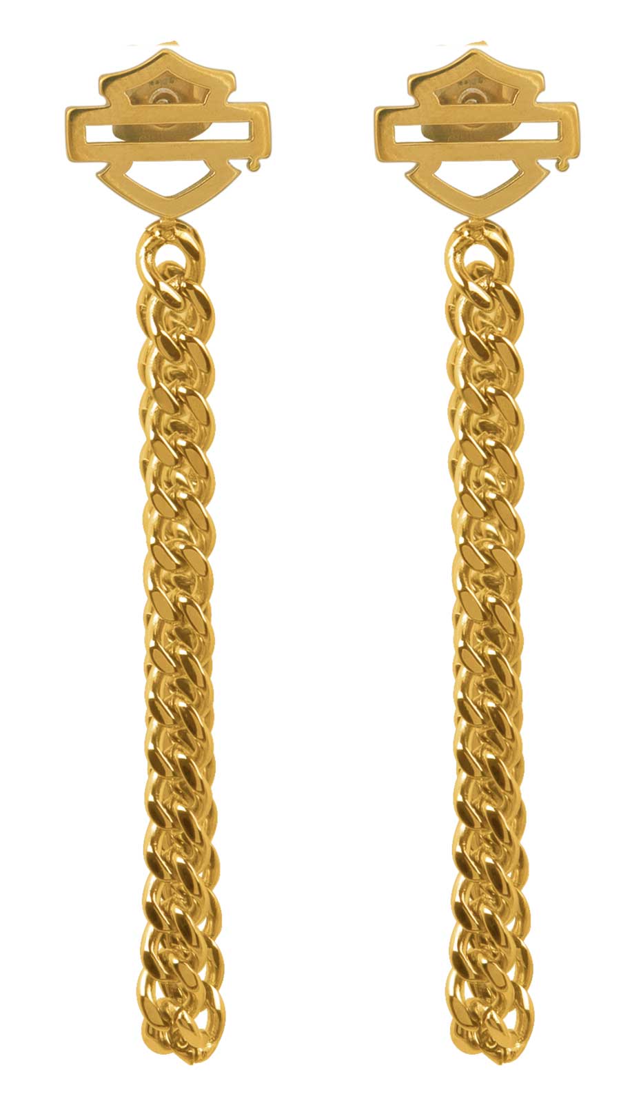 Harley-Davidson Women's Curblink Chain Drop Dangle Post Earrings - Gold - Wisconsin Harley-Davidson