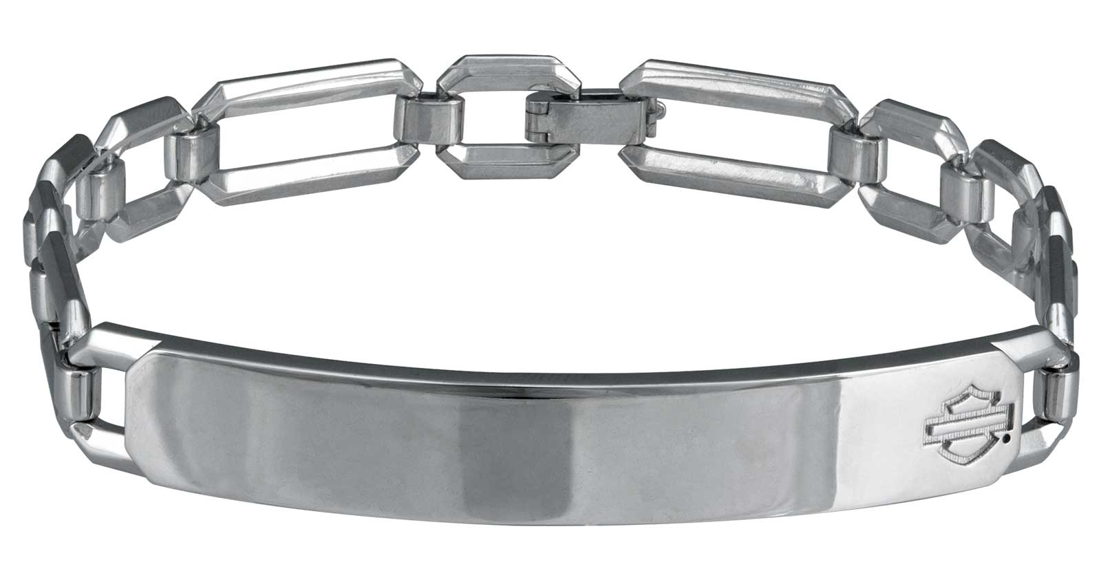 Harley-Davidson Men's Modern Edge B&S ID Style Bracelet - Sterling Silver - Wisconsin Harley-Davidson