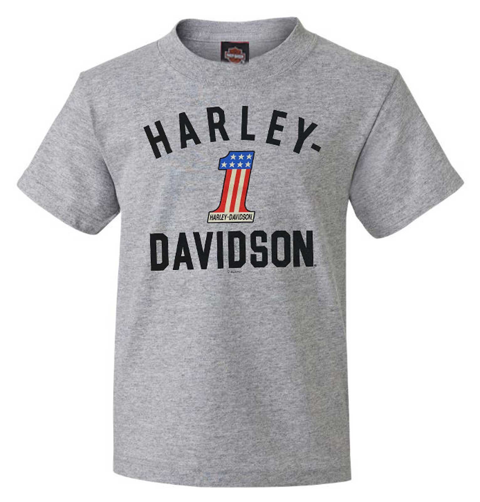 Harley-Davidson Little Boys' #1 Logo Short Sleeve Crew-Neck Tee - Athletic Gray - Wisconsin Harley-Davidson