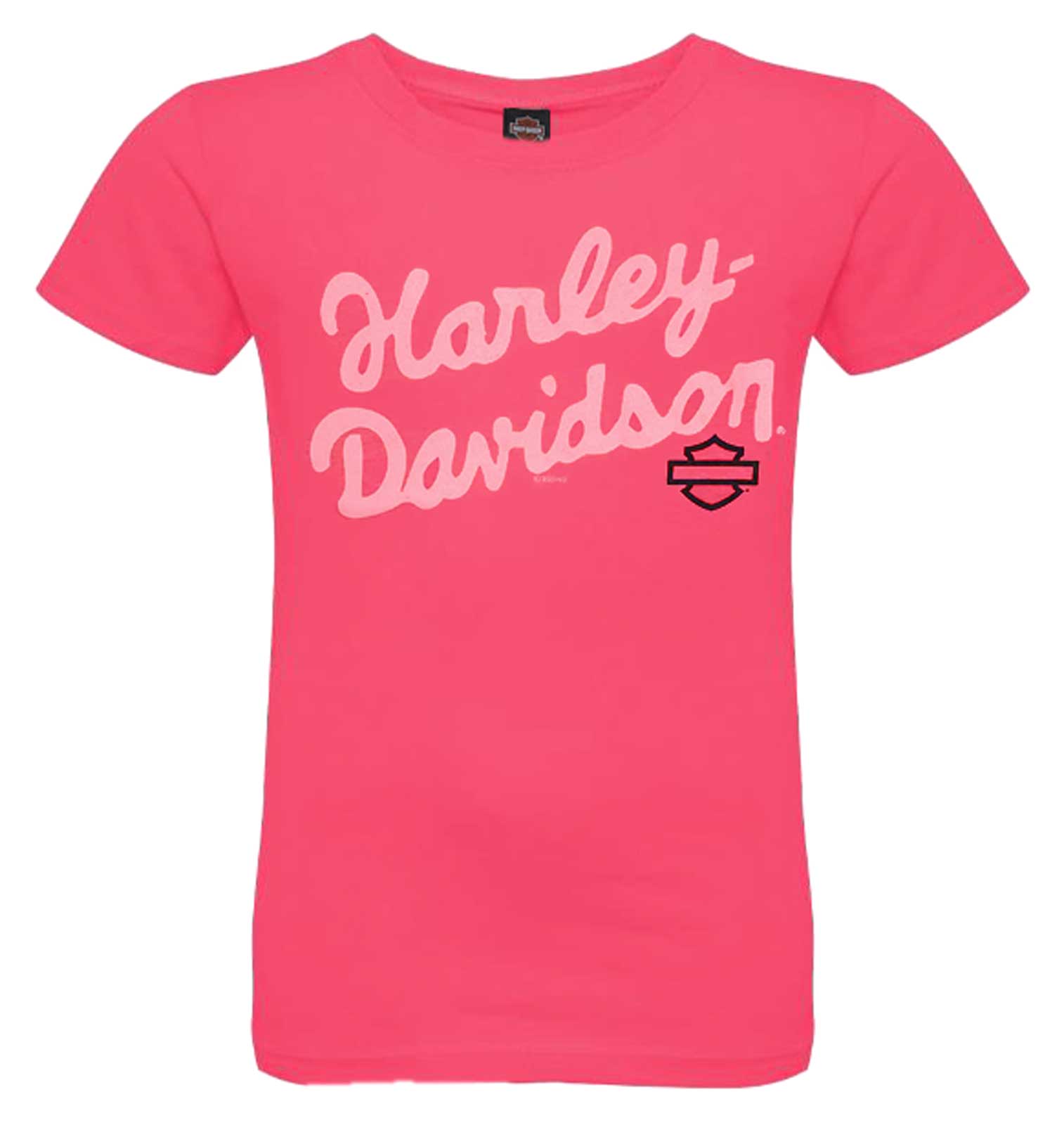 Harley-Davidson Little Girls' Beauty Script Short Sleeve Tee - Hot Pink - Wisconsin Harley-Davidson