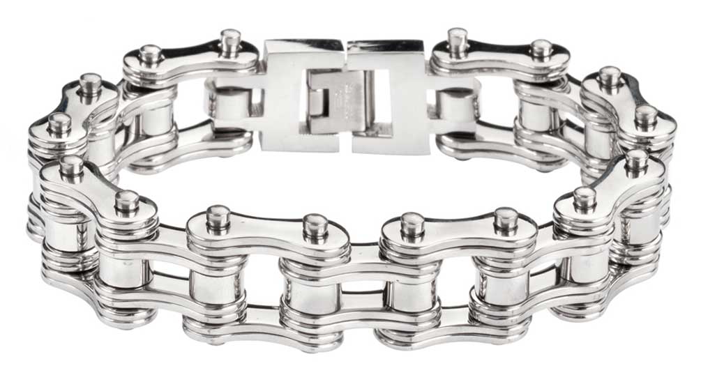Heavy Metal Men's Double Link Stainless Steel Motorcycle Chain Bracelet - Silver - Wisconsin Harley-Davidson