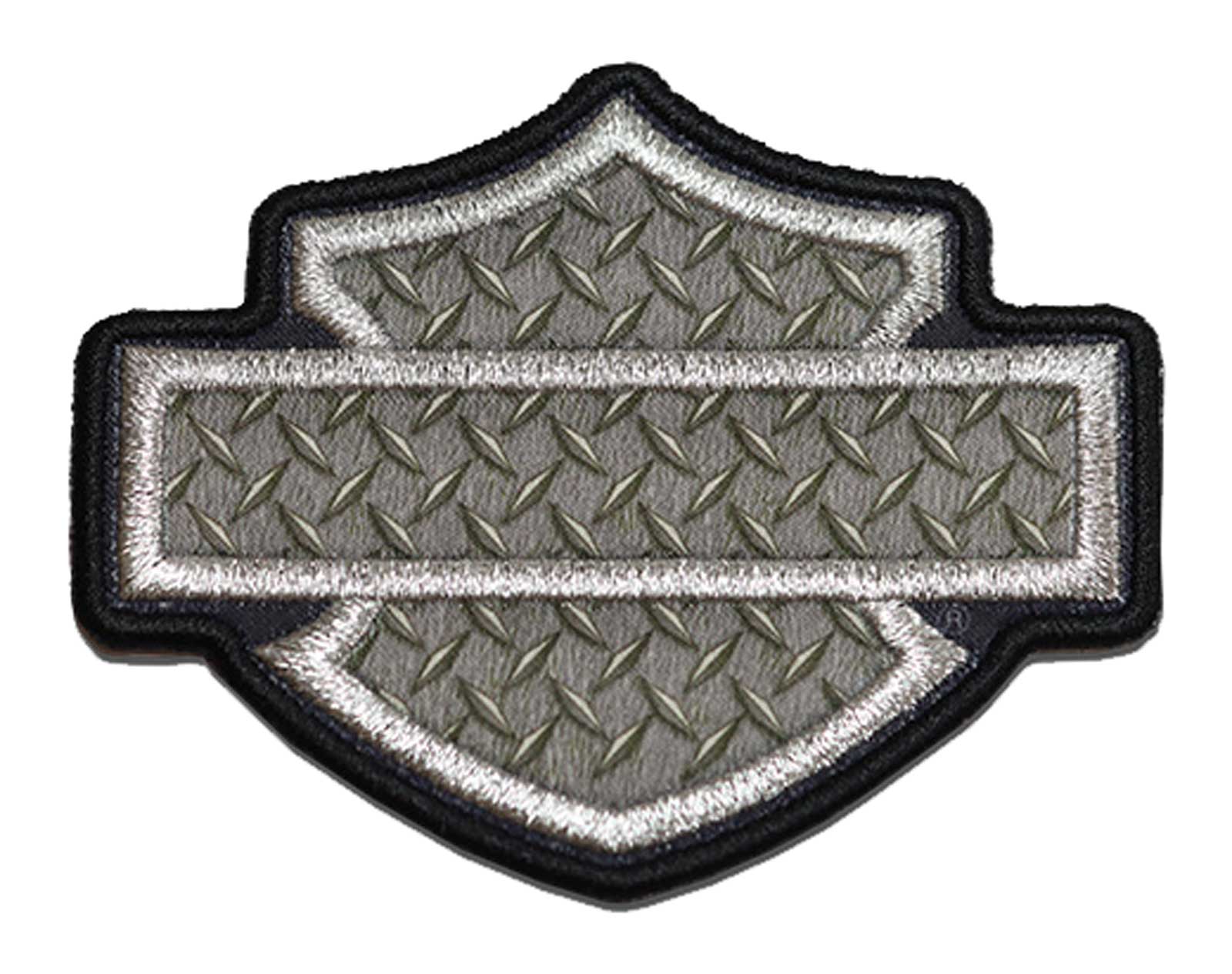Harley-Davidson 3.5 in. Toolbox Bar & Shield Logo Emblem Sew-On Patch - Silver - Wisconsin Harley-Davidson