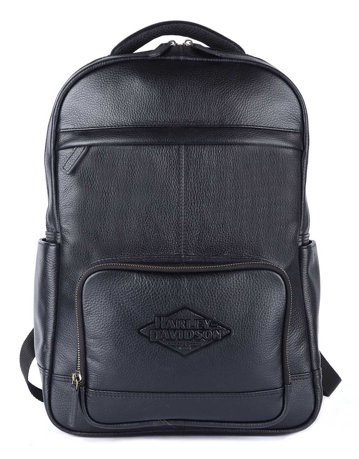 Harley-Davidson 120th Anniversary Embossed Logo Soft Leather Backpack - Black - Largest Selection of Harley-Davidson Products