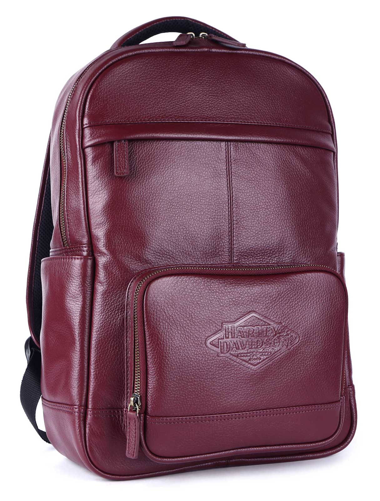 Harley-Davidson 120th Anniversary Embossed Logo Soft Leather Backpack - Rum Red - Wisconsin Harley-Davidson