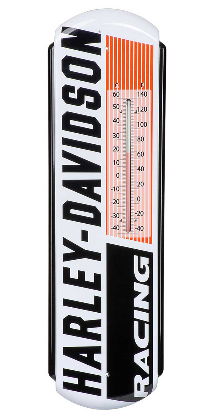 Harley-Davidson Racing Durable Metal Thermometer, Fade Resistant Finish - White - Wisconsin Harley-Davidson