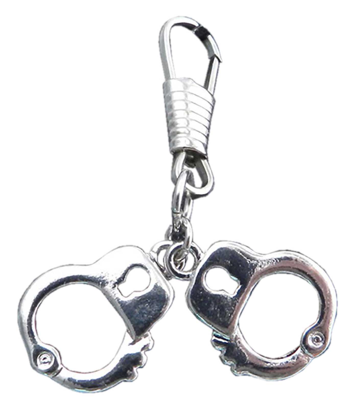 小物 HI That's A Wrap Mini Handcuffs Double Sided Zipper Pull - Silver