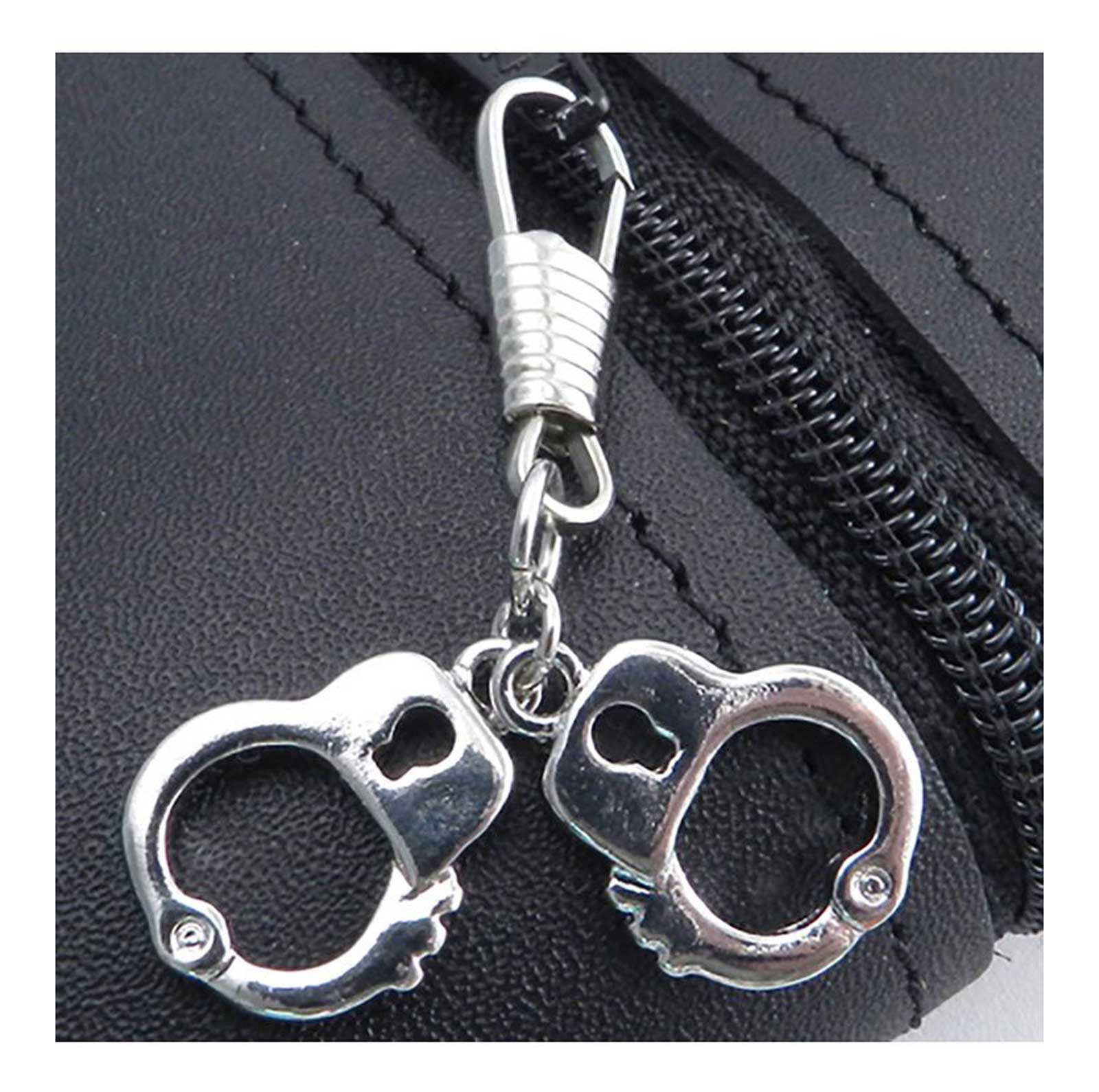 That's A Wrap Mini Handcuffs Double Sided Zipper Pull - Silver