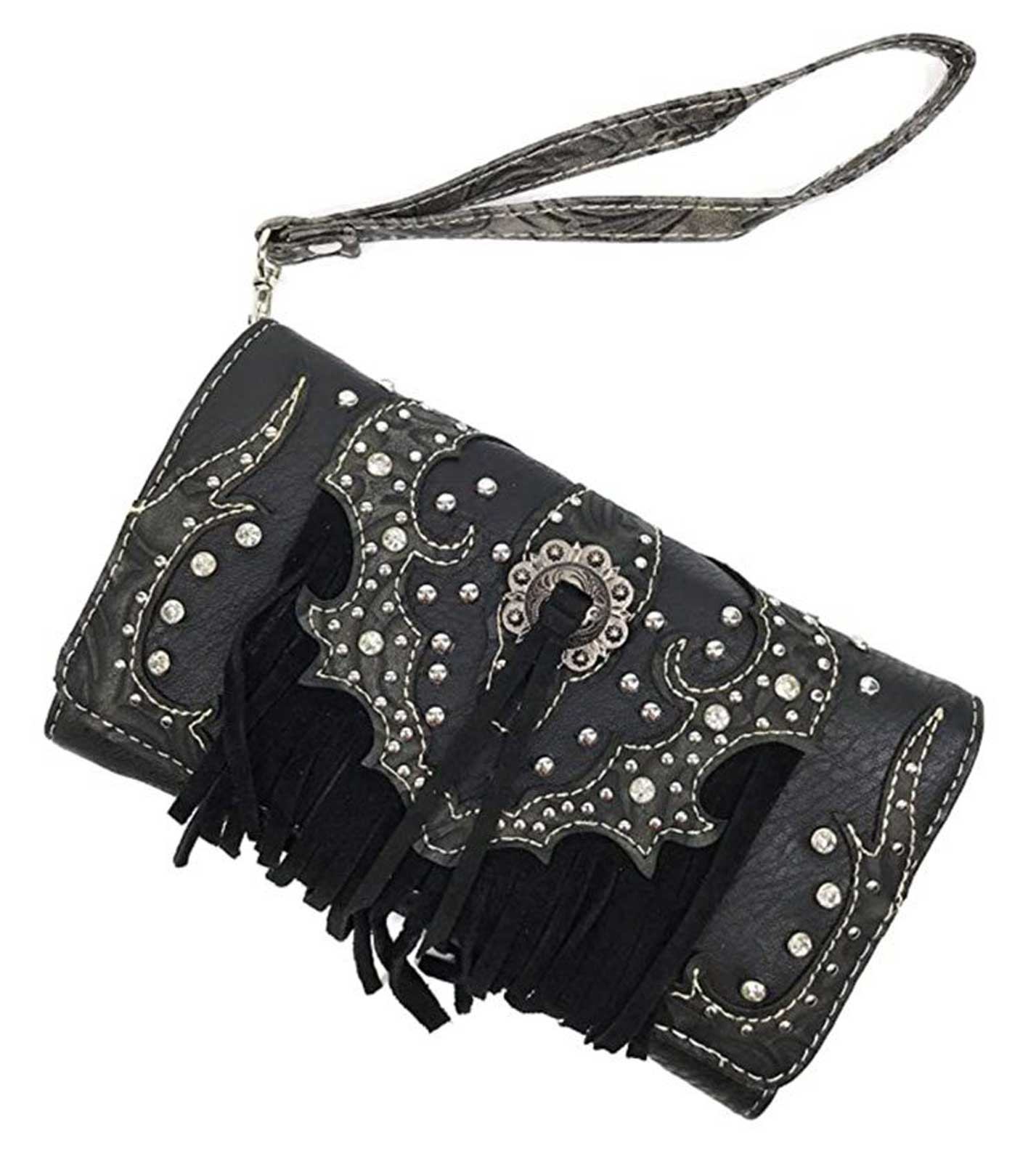 That's A Wrap Women's Western Eye Lash Fringe Leatherette Wallet - Black - Wisconsin Harley-Davidson