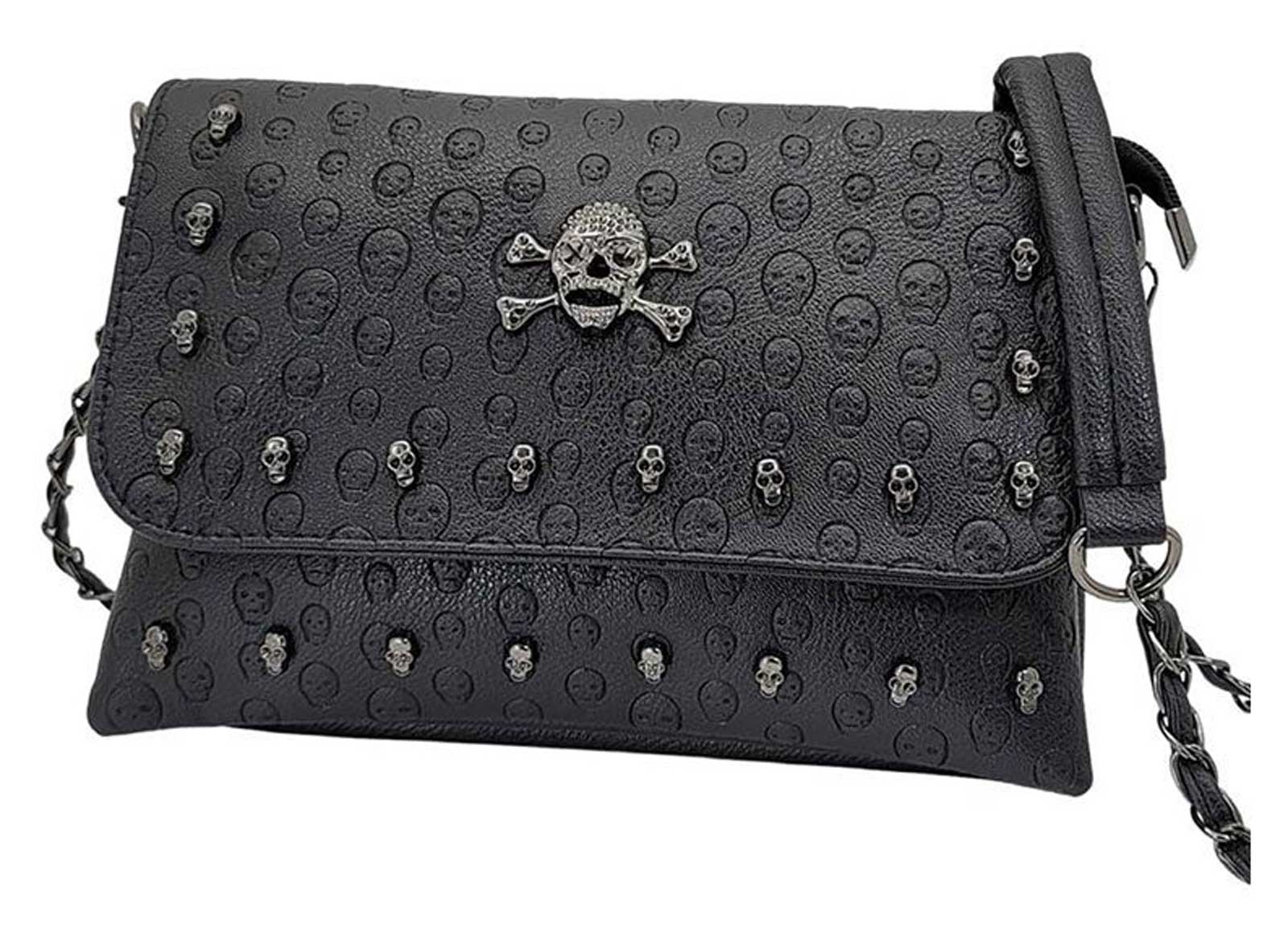 Harley-Davidson Womens Embossed Skull Crossbody Leather Purse