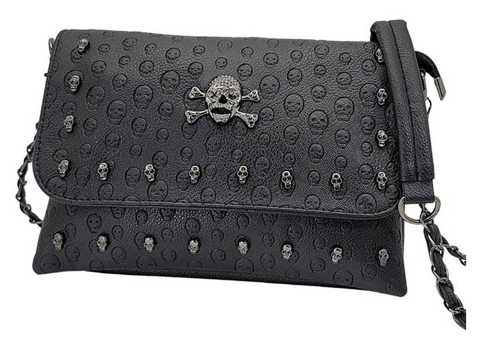 That's A Wrap Women's Rhinestone Skull-alicious Classy Crossbody Purse - Black - Wisconsin Harley-Davidson