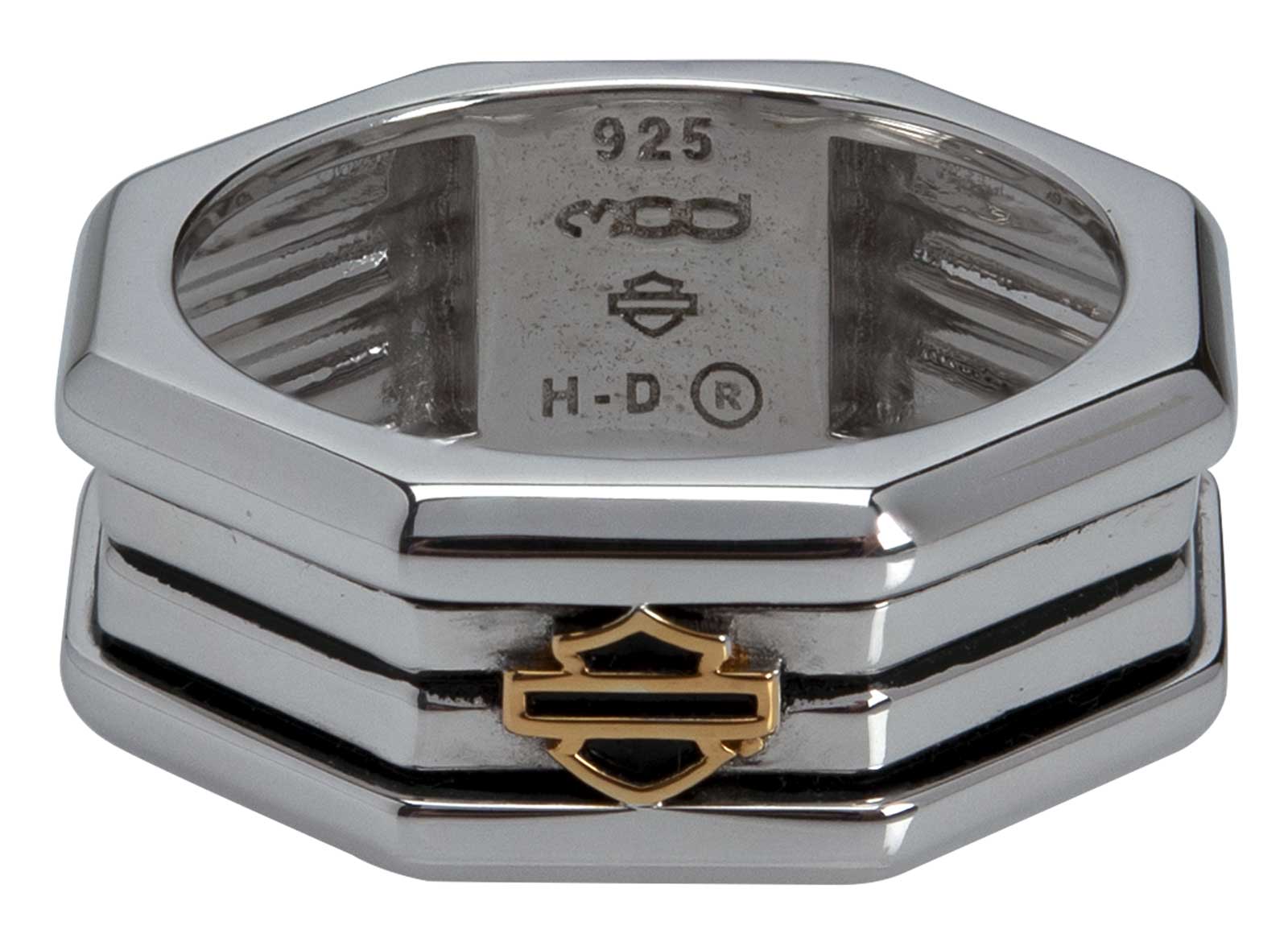 Harley-Davidson Women's Revolve Octagon B&S Band Ring - Sterling Silver - Wisconsin Harley-Davidson