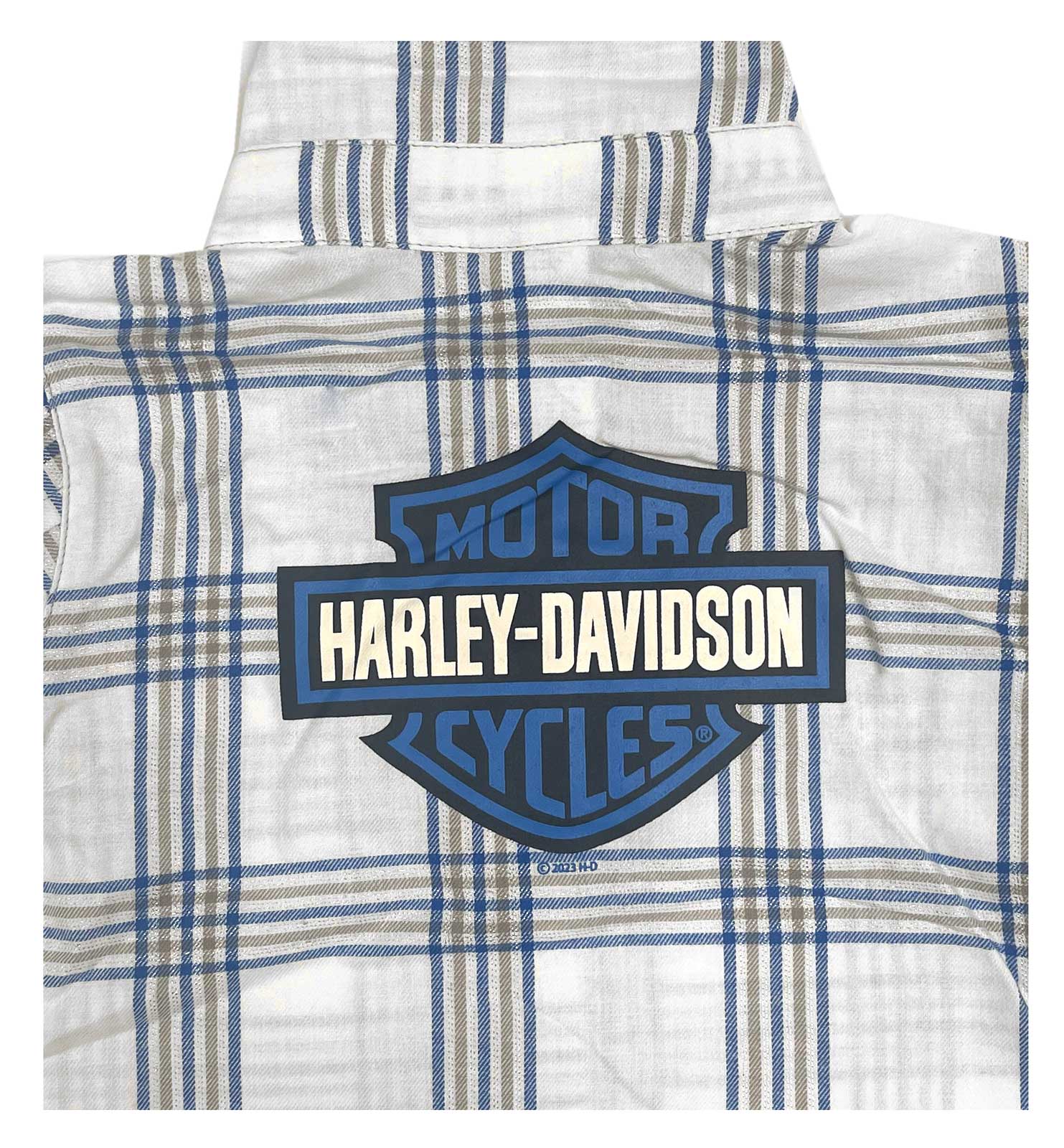 Harley-Davidson Free Shipping - Harley-Davidson Little Girls' Glittery Long Sleeve Plaid Shirt - White/Blue - Free Shipping on many products plus Orders Over $99