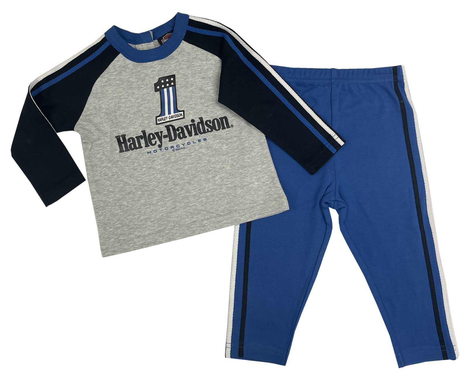 Harley-Davidson Baby Boys' 2-Piece Infant Knit Colorblocked Shirt & Pant Set - Wisconsin Harley-Davidson