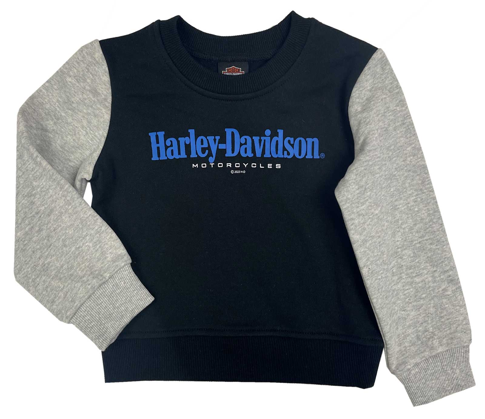 Harley-Davidson Little Girls' Colorblocked Fleece Crew Pullover Hoodie - Wisconsin Harley-Davidson