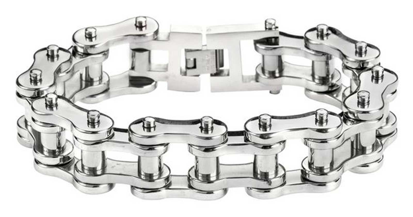 Heavy Metal Men's Wide Thick Link Stainless Steel Motorcycle Chain Bracelet - Wisconsin Harley-Davidson