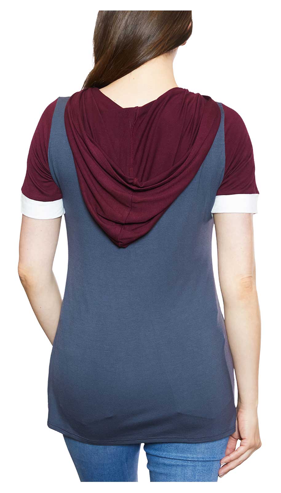 Harley-Davidson Women's Luxury Colorblocked Hooded Short Sleeve Shirt - Gray - No Hassle Returns at Wisconsin Harley