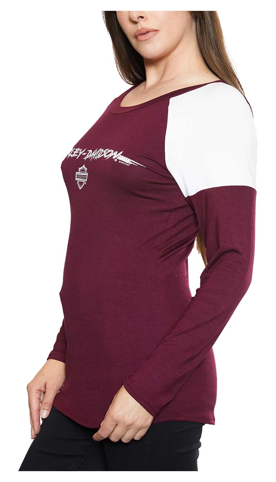 Harley-Davidson Free Shipping - Harley-Davidson Women's Rebel Ride Colorblocked Long Sleeve Shirt - Maroon - Free Shipping on many products plus Orders Over $99