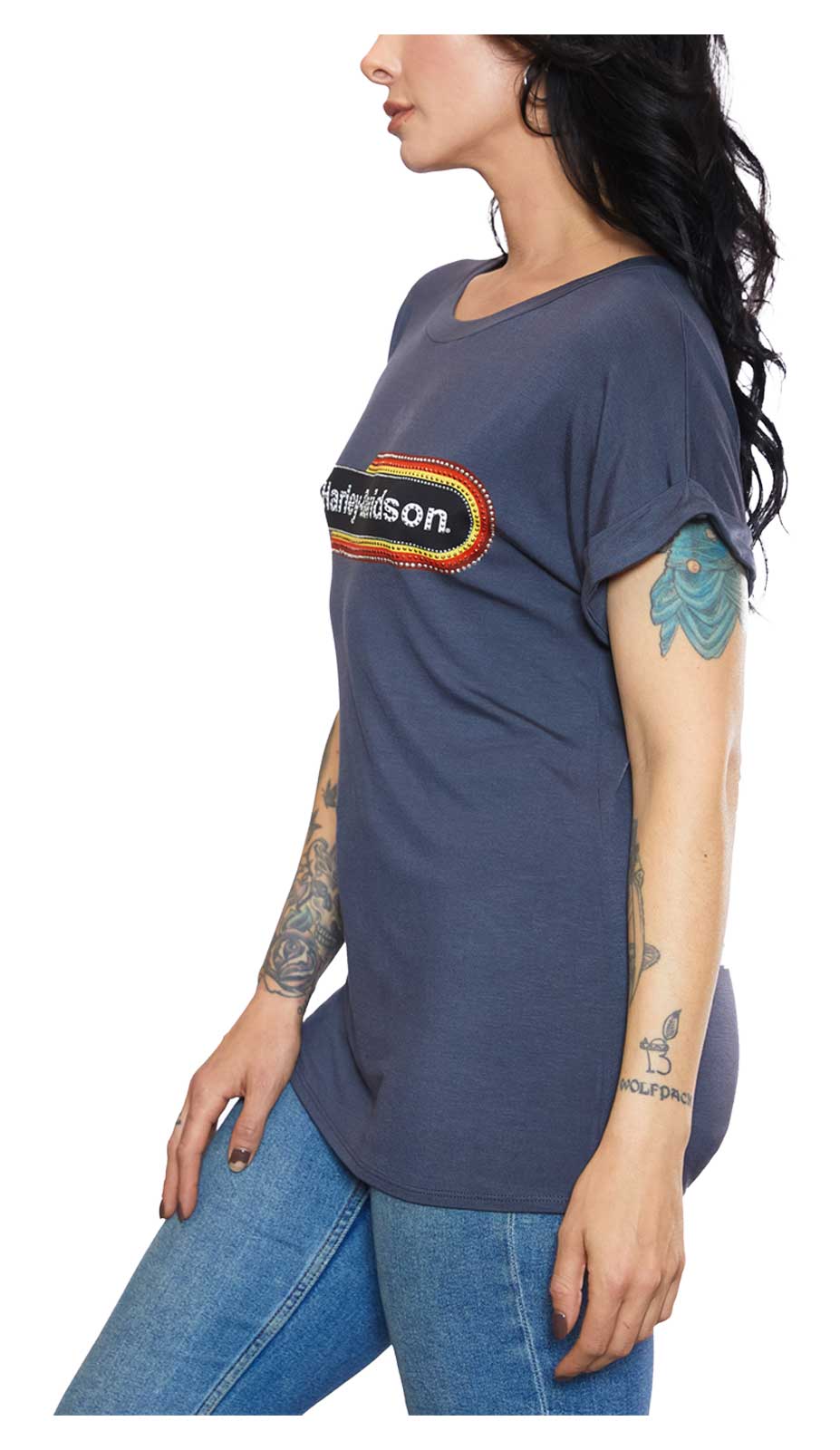Harley-Davidson® Women's Nightster Fold-Up Short Sleeve Crew-Neck