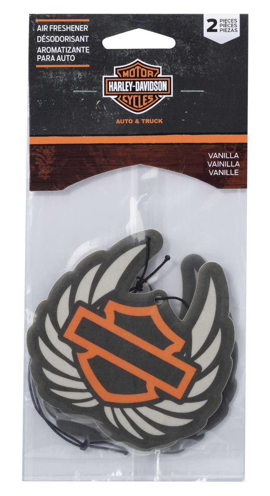Harley-Davidson 2-Pack Paper Air Freshener, Silhouette Bar & Shield Winged Logo - Wisconsin Harley-Davidson