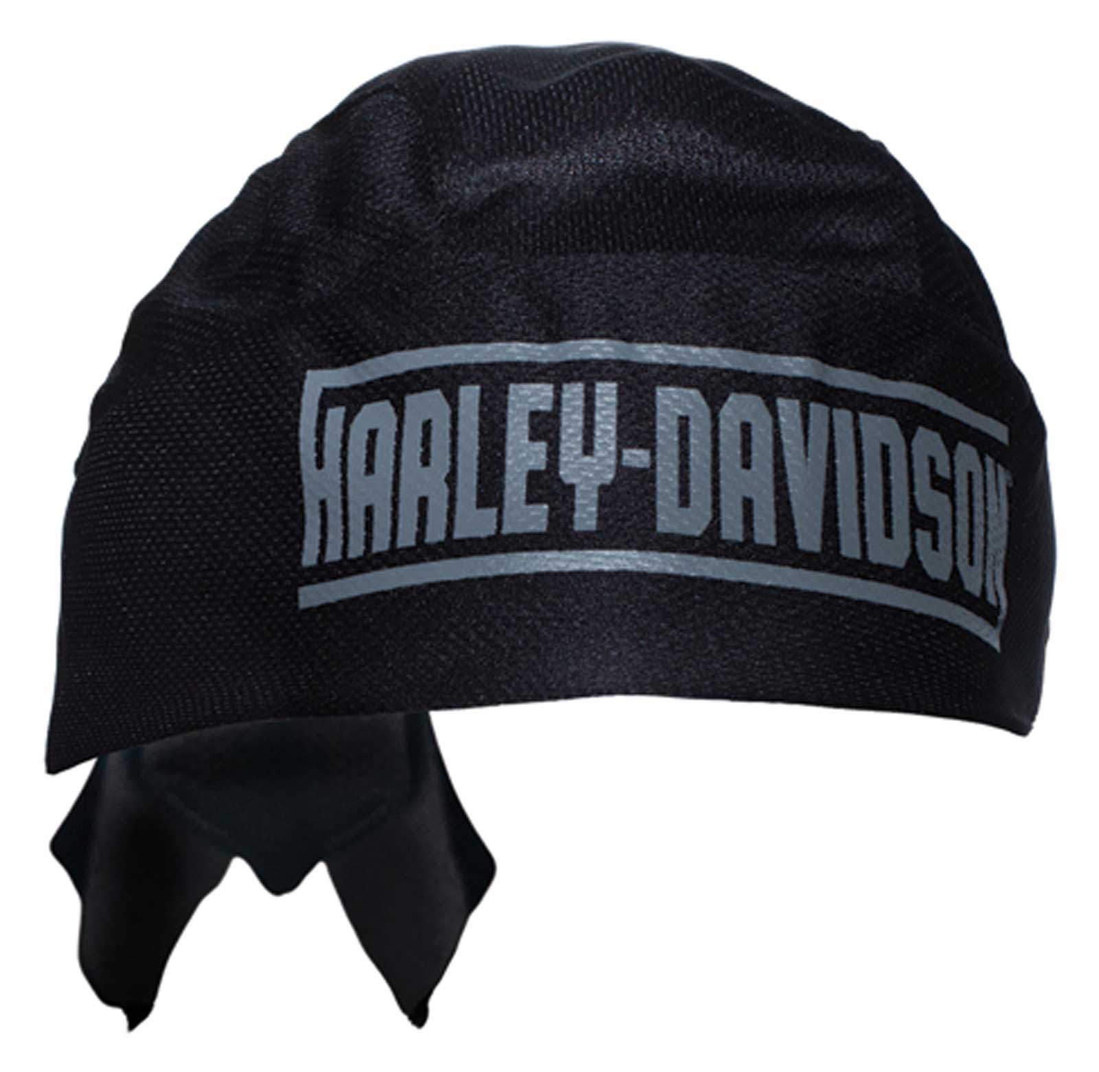 Harley-Davidson Men's Faded H-D Text Polyester Tie-Back Headwrap - Black - Wisconsin Harley-Davidson