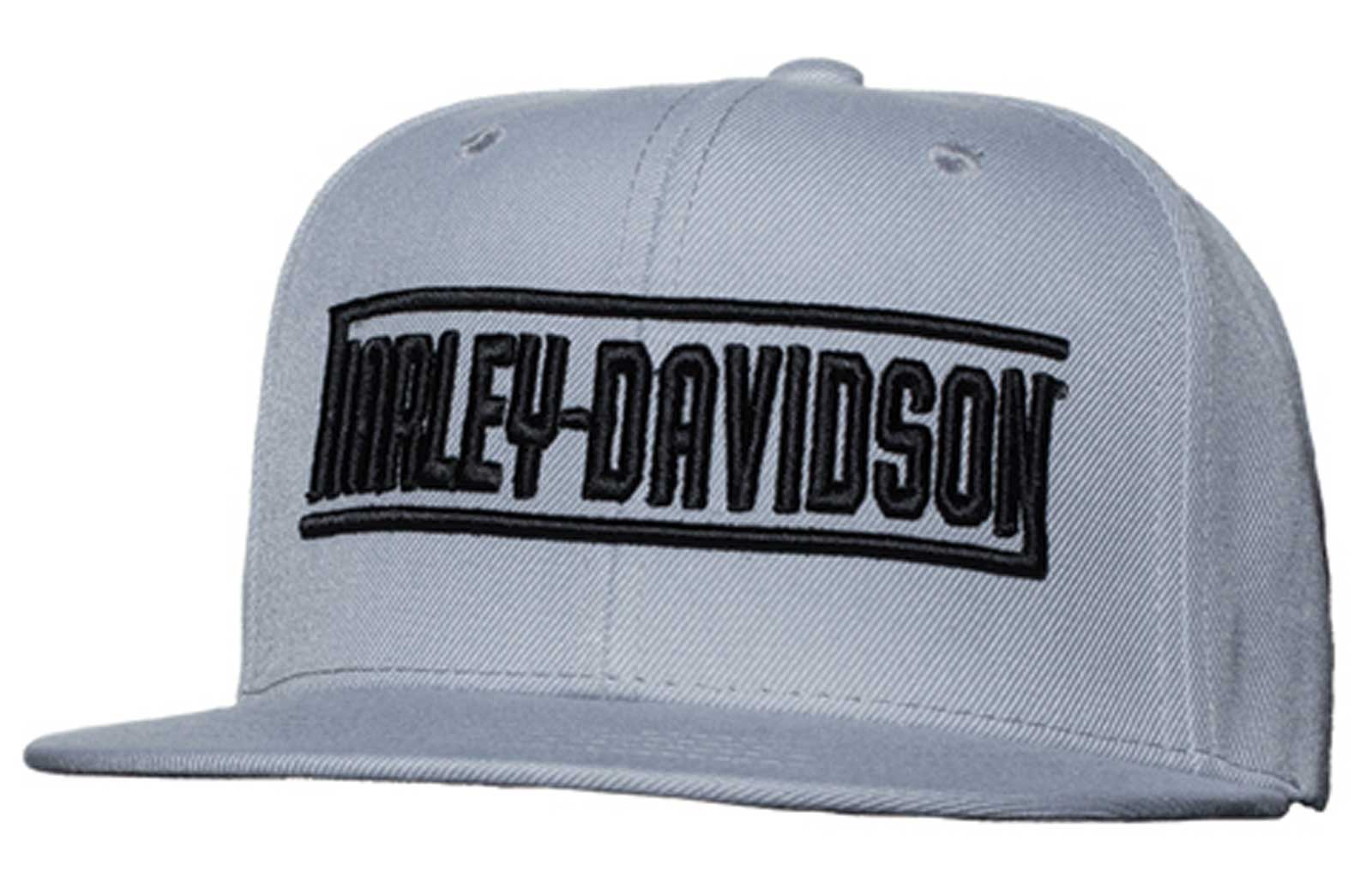 Harley-Davidson Men's Faded H-D Adjustable Snapback Flat Brim Baseball Cap- Gray - Wisconsin Harley-Davidson