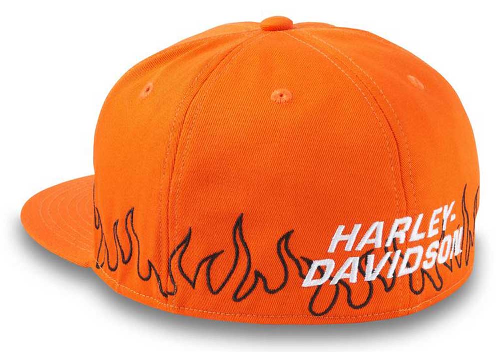 Harley-Davidson Free Shipping - Harley-Davidson Men's Flames B&S Fitted Baseball Cap - Orange 97622-24VM - Free Shipping on many products plus Orders Over $99