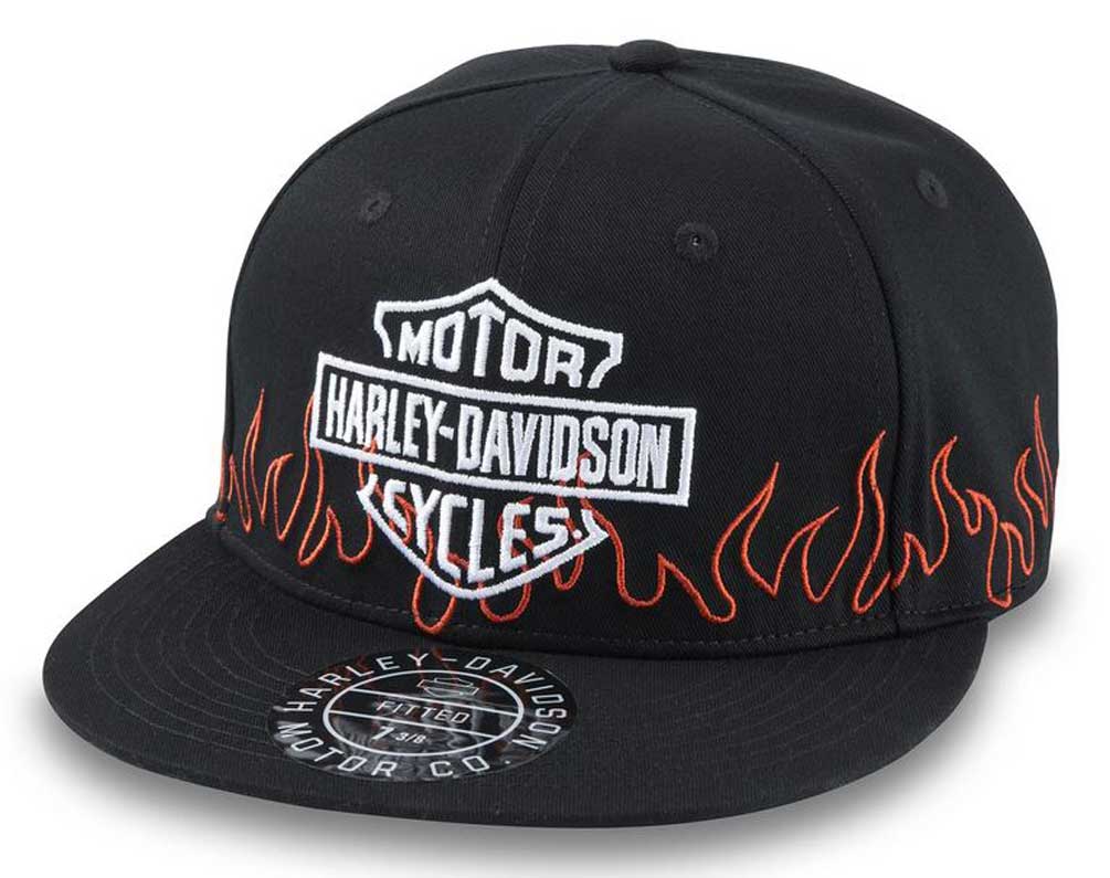Harley-Davidson Men's Flames B&S Fitted Baseball Cap - Black 97621-24VM - Wisconsin Harley-Davidson