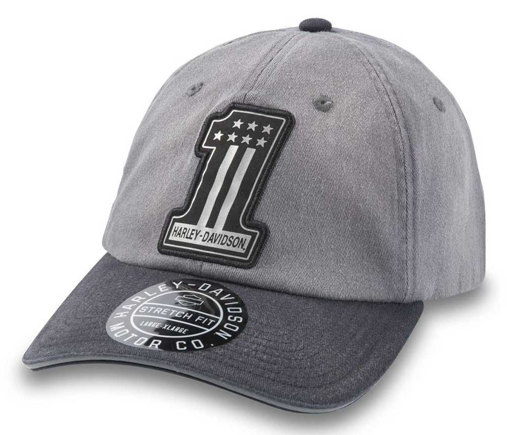 Harley-Davidson® Men's Reflective #1 Fitted Baseball Cap - Black