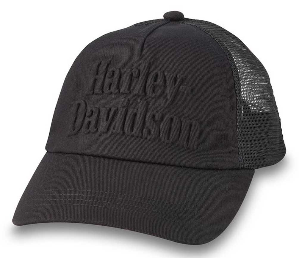 Harley-Davidson Women's Darting Adjustable Trucker Cap - Black 97630-24VW - Wisconsin Harley-Davidson