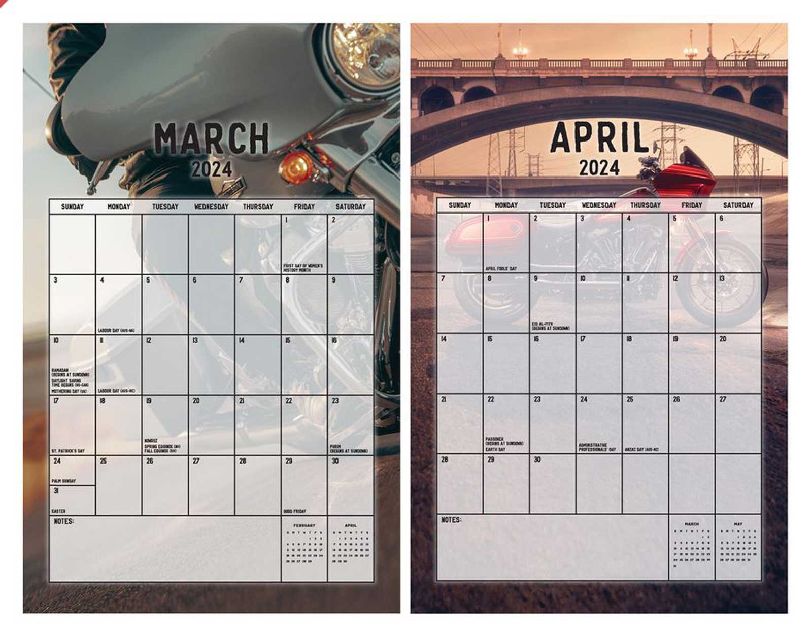 Harley-Davidson 2024 Ride Wall Hanging Calendar - 8.9 x 14 inches, Black - Largest Selection of Harley-Davidson Products