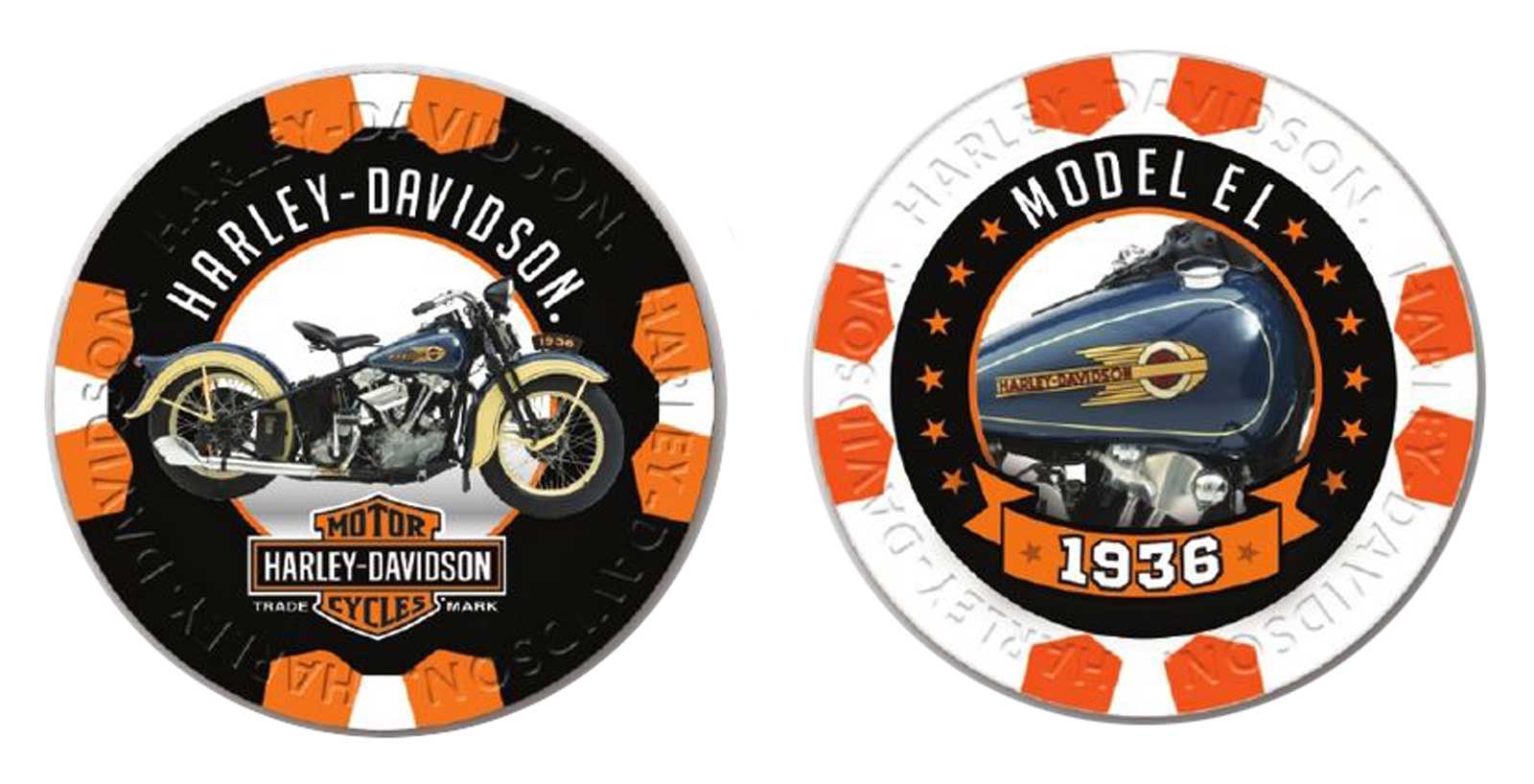 Harley-Davidson Vintage Series 8 - 1936 Model EL Collectible Poker Chips - Wisconsin Harley-Davidson