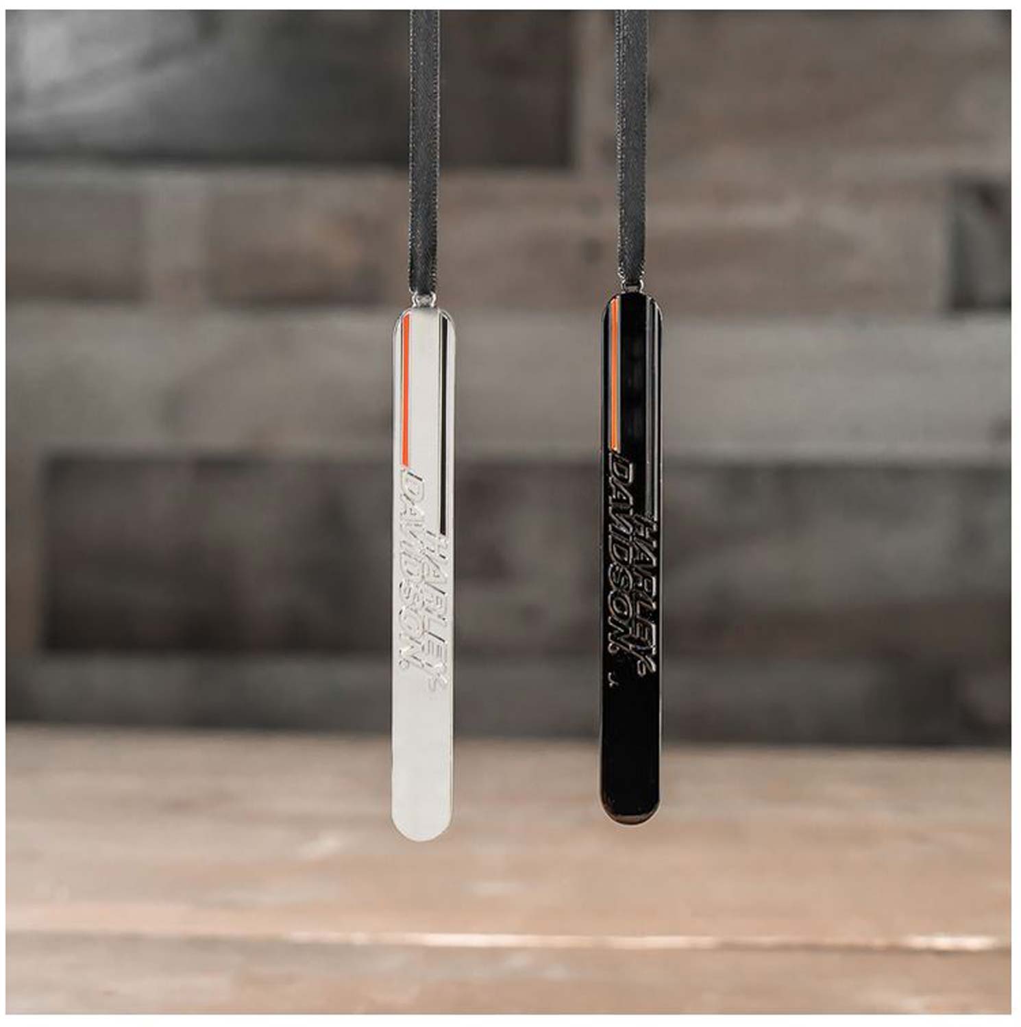 Harley-Davidson 2023 Metal Bar Hanging Holiday Christmas Tree Ornaments Set of 2 - No Hassle Returns at Wisconsin Harley