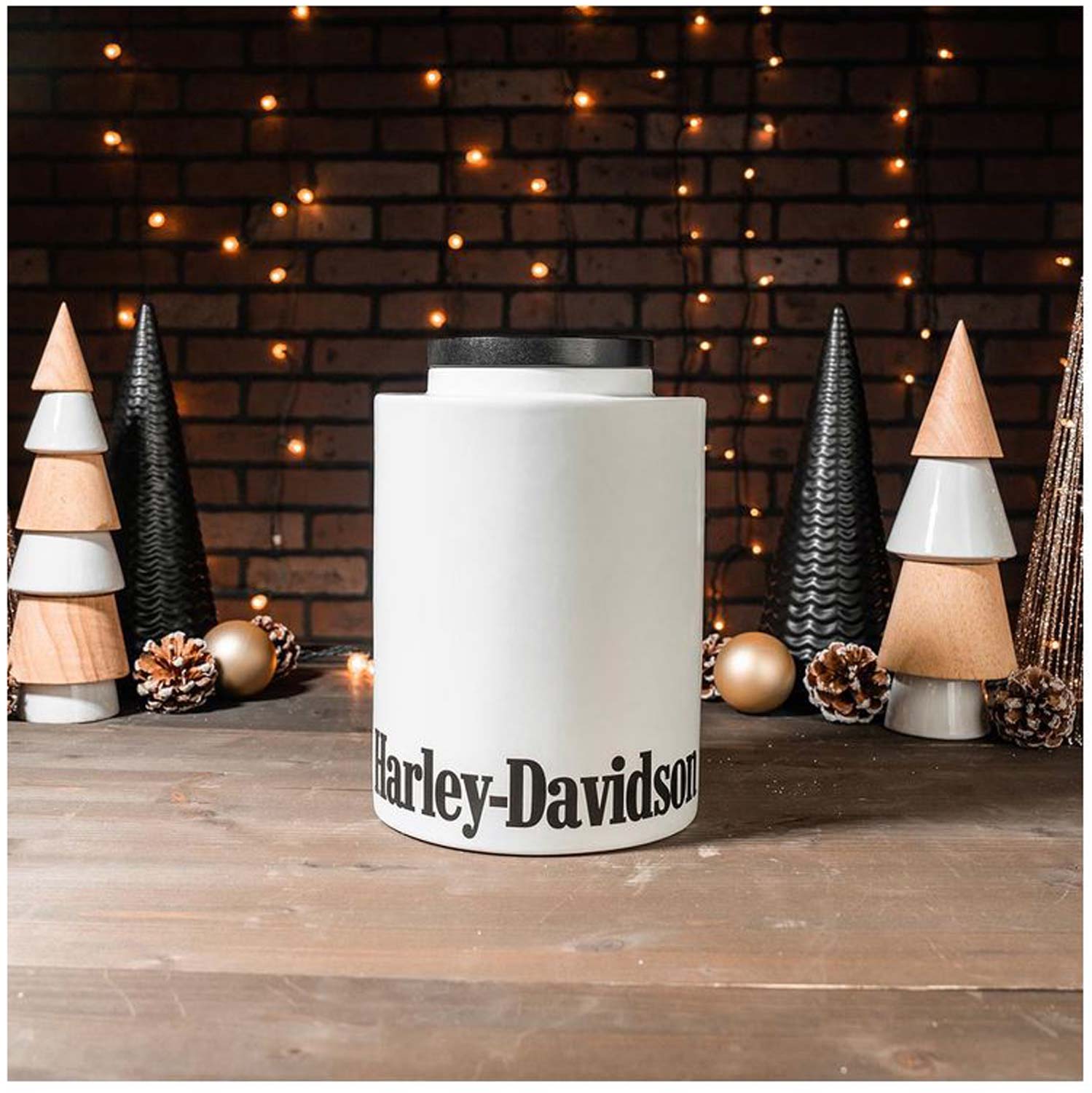 Harley-Davidson® Cookie Jar, Canister Large 4 Quart, Wooden Lid w