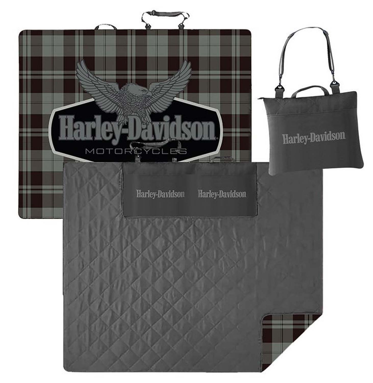 Harley-Davidson Soft Folding Blanket w/ Carry Bag 67 x 55 Inches - No Hassle Returns at Wisconsin Harley