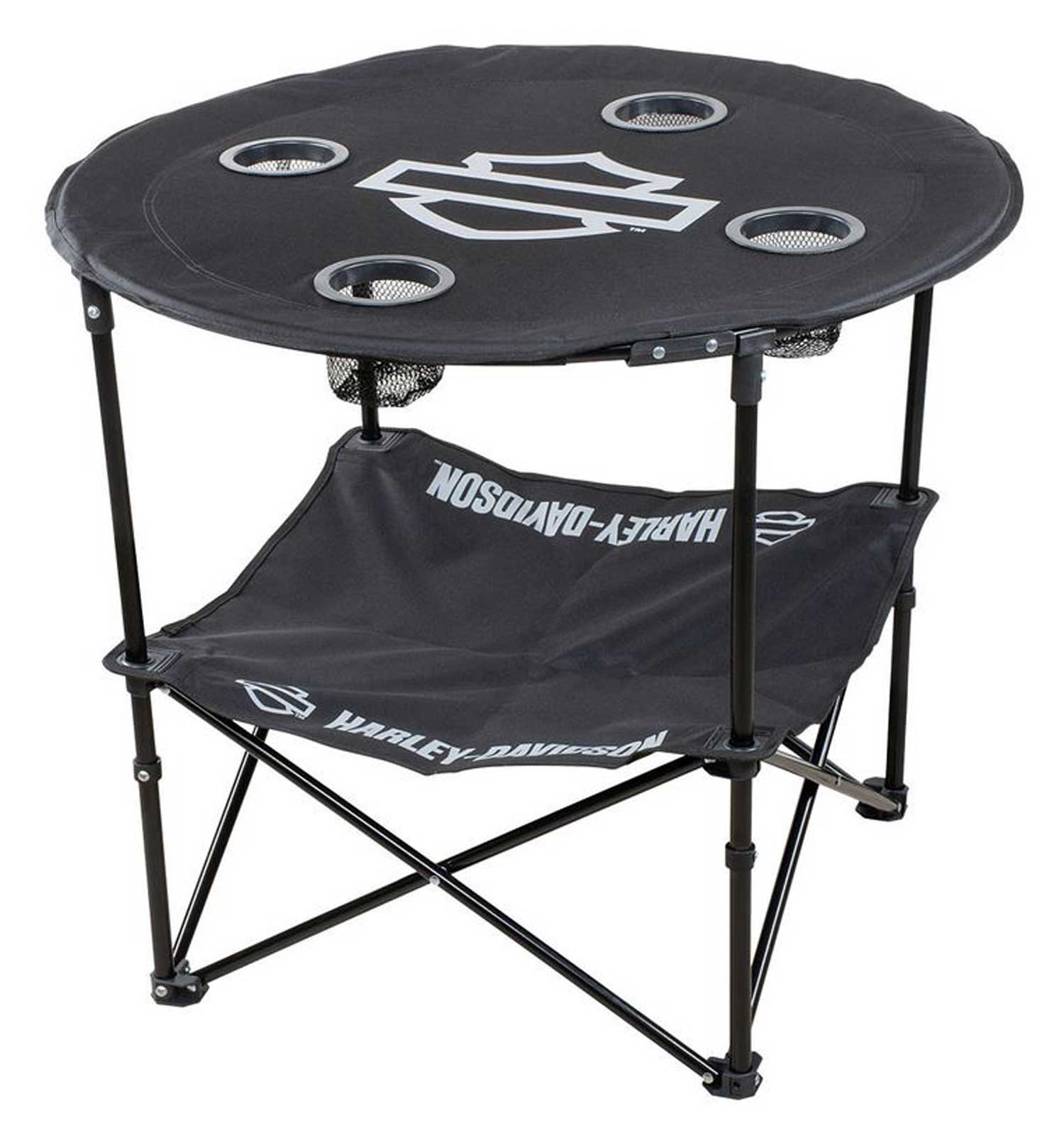 Harley-Davidson Open Bar & Shield Folding Table w/ Storage Bag - Black - Wisconsin Harley-Davidson