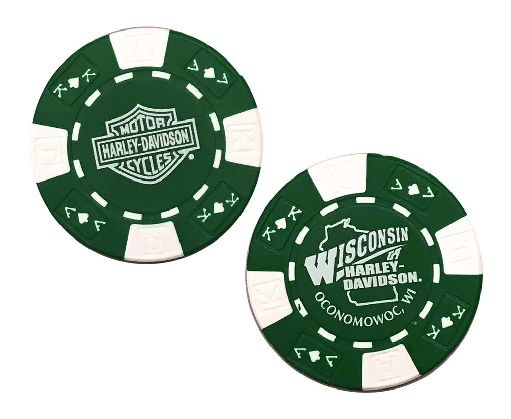 Harley-Davidson Wisconsin Harley-Davidson Poker Chip Green & White CHIP - Wisconsin Harley-Davidson